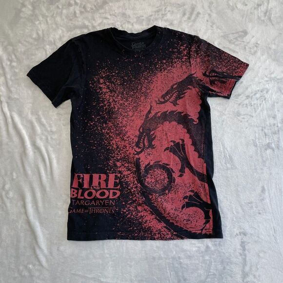 Game of Thrones Shirt Mens Small Black/Red Targaryen Fire and Blood Graphic Tee - Picture 1 of 5